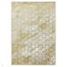 Quantum QU05 Modern Honeycomb Print Metallic Shimmer Flat Pile Beige/Gold Rug