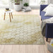 Quantum QU05 Modern Honeycomb Print Metallic Shimmer Flat Pile Beige/Gold Rug