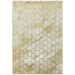 Quantum QU05 Modern Honeycomb Print Metallic Shimmer Flat Pile Beige/Gold Rug