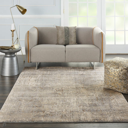 Quarry QUA03 Modern Abstract Distressed Soft Textured High-Density Flat Pile Beige/Grey Rug
