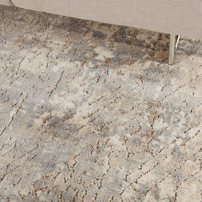 Quarry QUA03 Modern Abstract Distressed Soft Textured High-Density Flat Pile Beige/Grey Rug