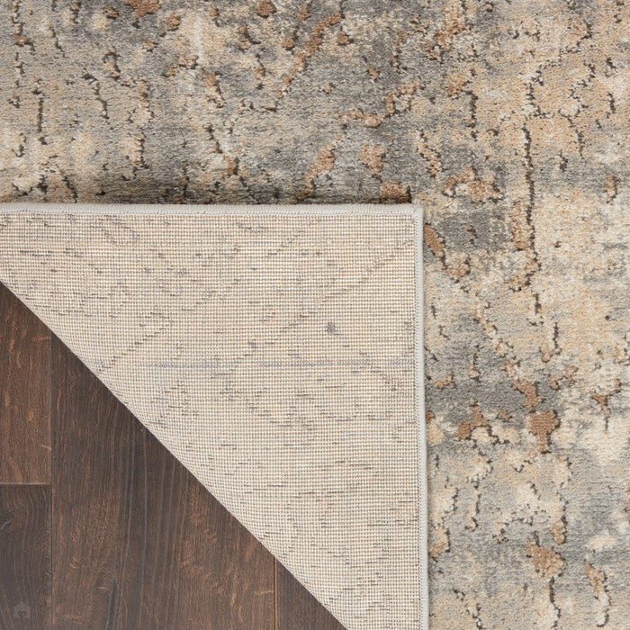 Quarry QUA03 Modern Abstract Distressed Soft Textured High-Density Flat Pile Beige/Grey Rug