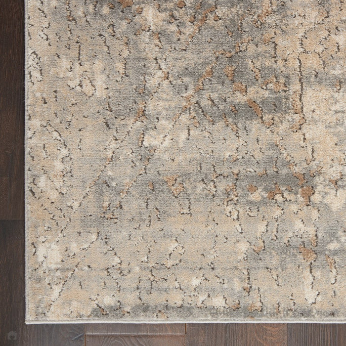 Quarry QUA03 Modern Abstract Distressed Soft Textured High-Density Flat Pile Beige/Grey Rug