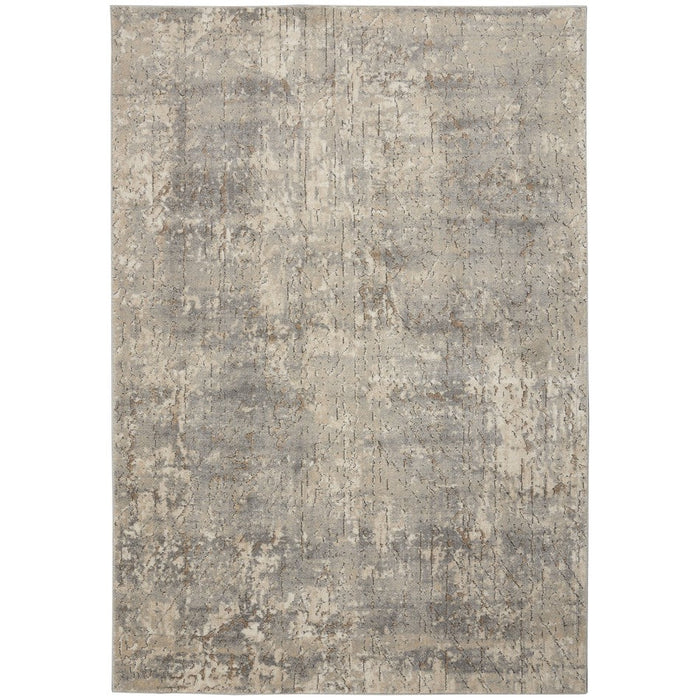 Quarry QUA03 Modern Abstract Distressed Soft Textured High-Density Flat Pile Beige/Grey Rug