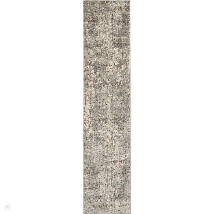 Quarry QUA03 Modern Abstract Distressed Soft Textured High-Density Flat Pile Beige/Grey Runner