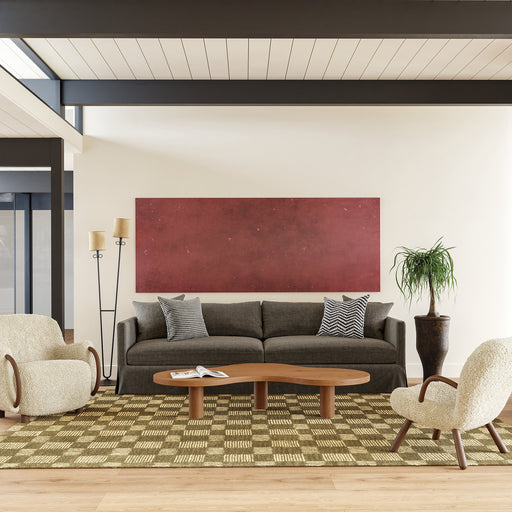 Quince Wool Rug in Olive with Graphical Check Pattern