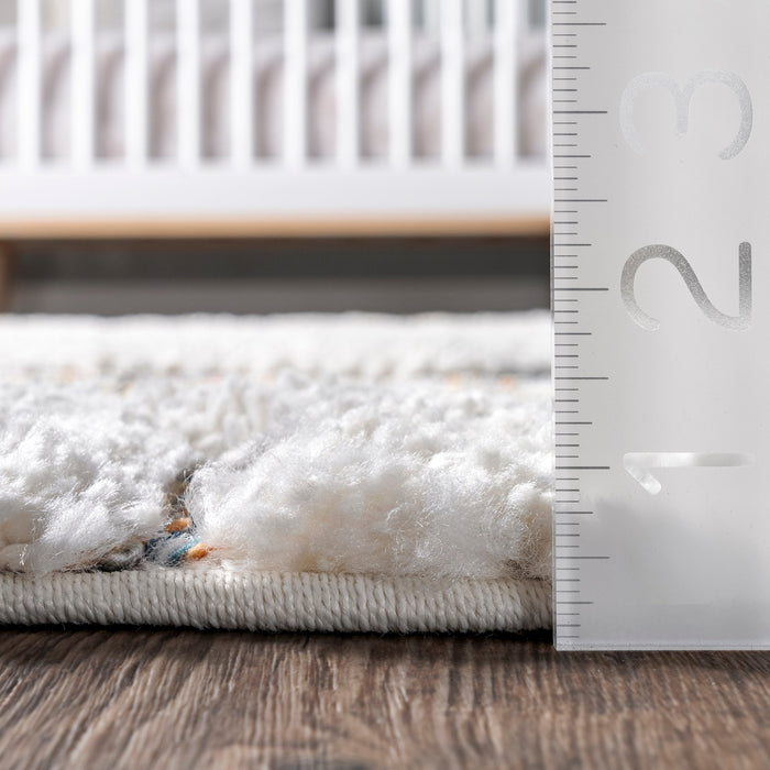 Rainbow Shag Area Rug 120cm Ivory