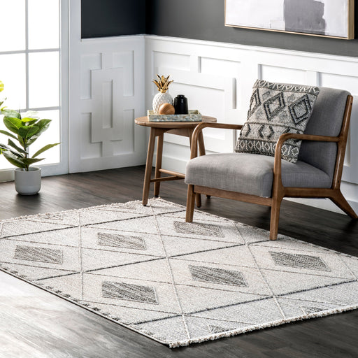 Raised Diamond Area Rug Light Grey 120x180 cm