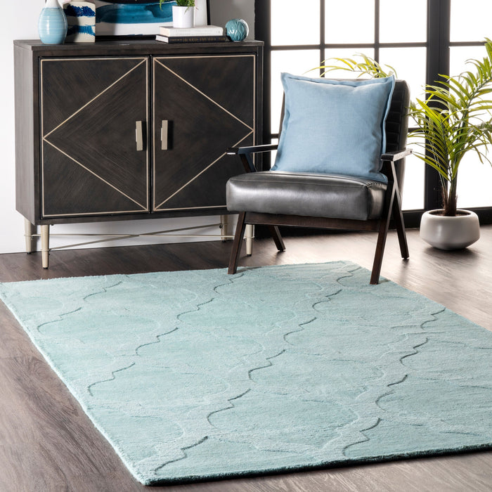 Raised Trellis Area Rug in Moss for Cozy Living Spaces