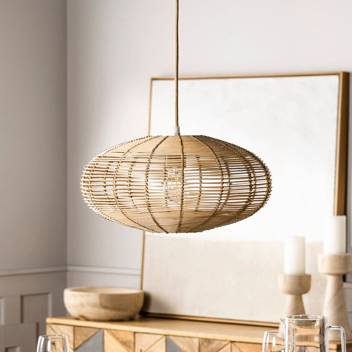 Rattan Pendant Light 23 Cm Coastal Design