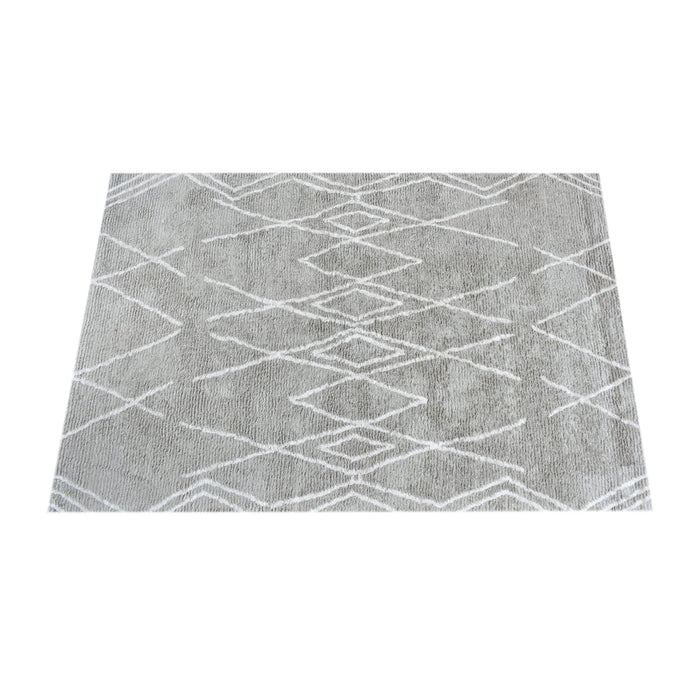 Rayzan Cotton Viscose Rug in Silver Ivory for Casual Interiors