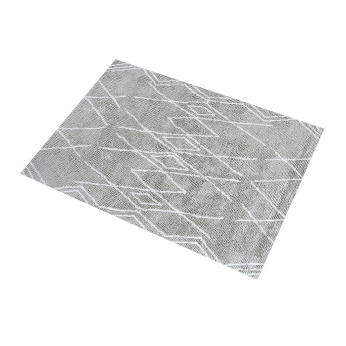 Rayzan Cotton Viscose Rug in Silver Ivory for Casual Interiors