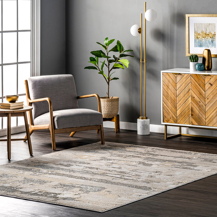 Recycled Abstract Area Rug 150x240 cm Beige