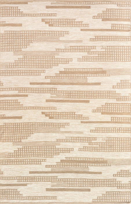 Recycled Beige Striped Indoor Outdoor Area Rug 152x244 cm