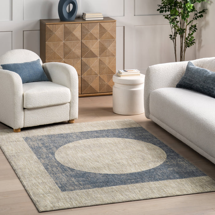 Recycled Blue Circle Area Rug 120 cm