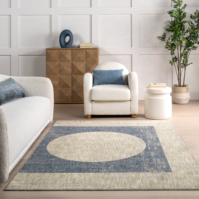 Recycled Blue Circle Area Rug 120 cm