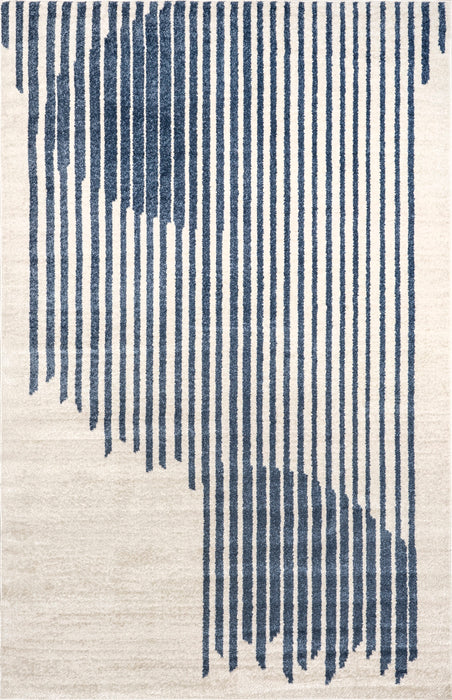 Recycled Blue Striped Area Rug 152x244 cm