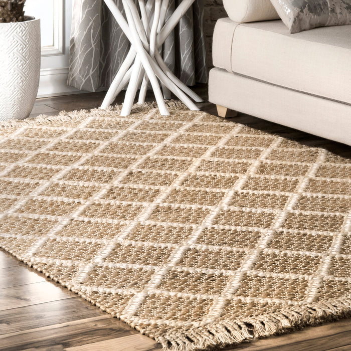 Recycled Cotton Braided Rug With Tassels 150x90 cm