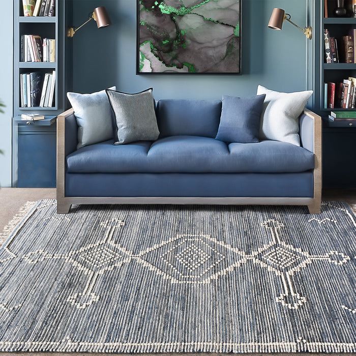 Tappeto in lana denim riciclata per decorazioni bohémien