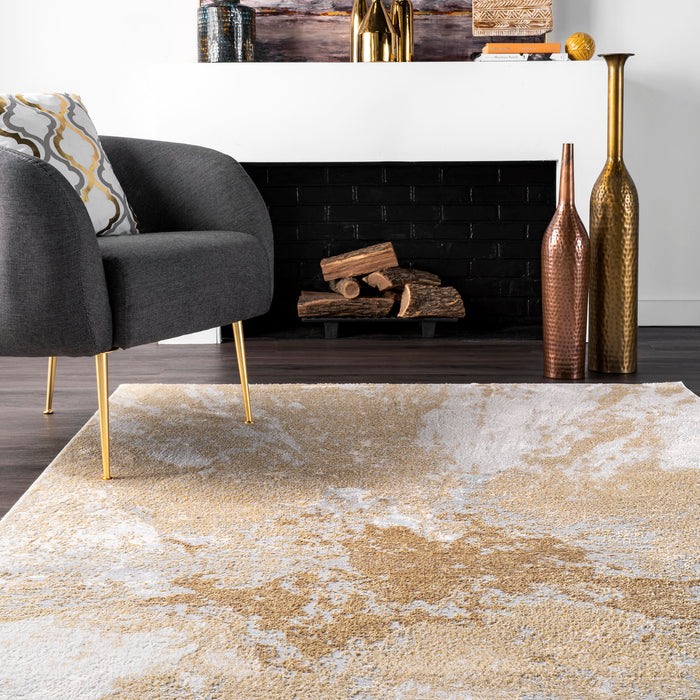 Recycled Gold Abstract Area Rug 150x240 cm