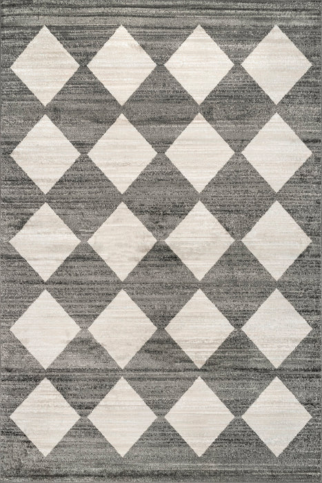 Recycled Grey Checkerboard Area Rug 160x230 cm