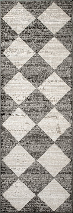 Recycled Grey Checkerboard Area Rug 160x230 cm