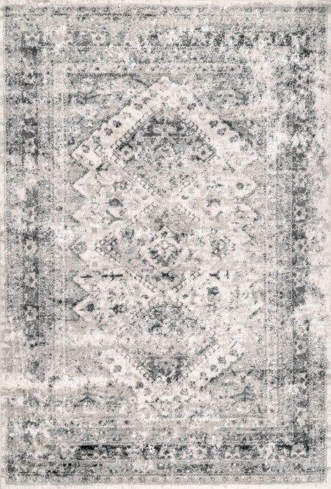 Recycled Grey Medallion Area Rug 160x230 cm