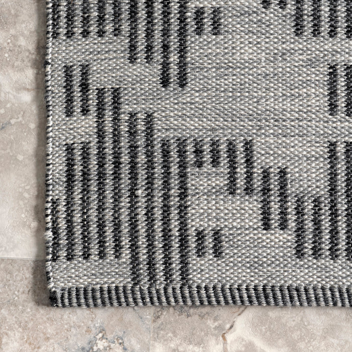 Recycled Houndstooth Area Rug 152Cm Dark Grey