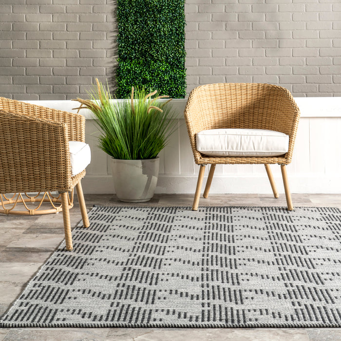 Recycled Houndstooth Area Rug 152Cm Dark Grey