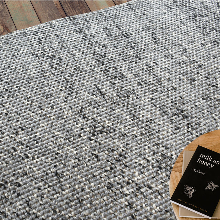 Recycled PET Cotton Indoor Outdoor Rug in Dark Grey and Taupe