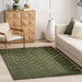 Recycled PET Geometric Washable Area Rug in Green