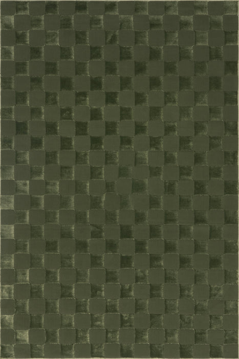 Recycled PET Geometric Washable Area Rug in Green