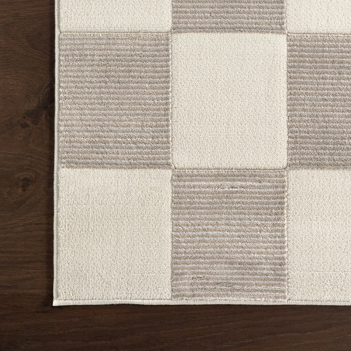 Recycled PET Yarn Washable Cream Textured Rug 140x200 cm