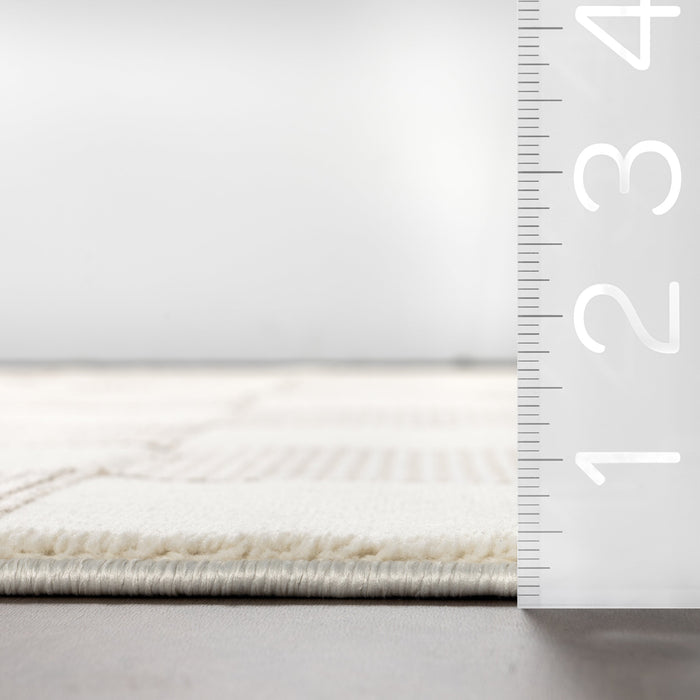 Recycled PET Yarn Washable Cream Textured Rug 140x200 cm