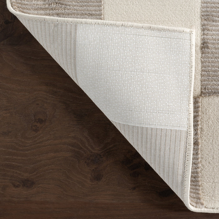 Recycled PET Yarn Washable Cream Textured Rug 140x200 cm