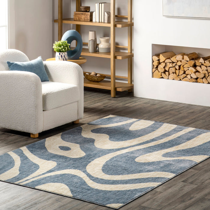 Recycled Retro Area Rug in Blue 160 cm