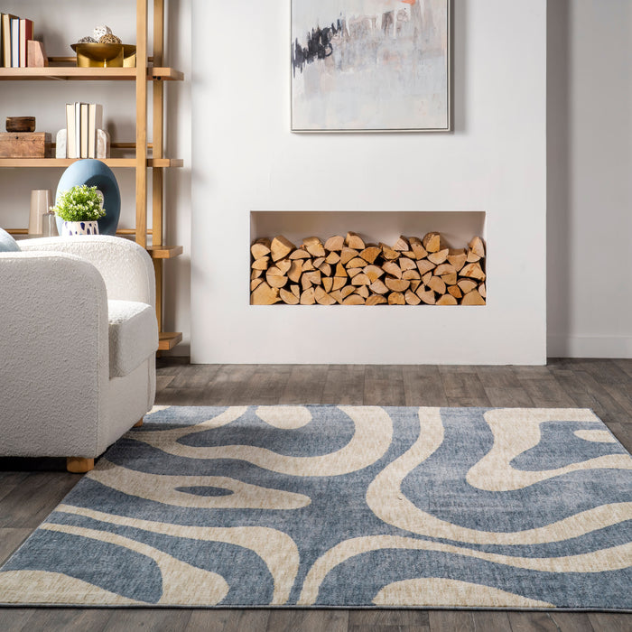 Recycled Retro Area Rug in Blue 160 cm
