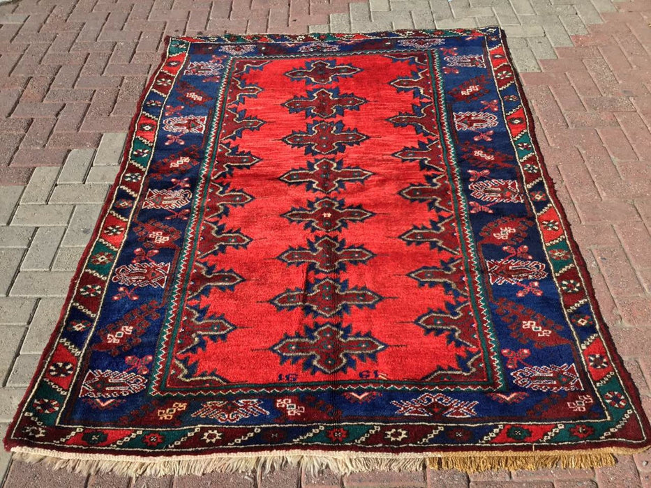 Rood handgeknoopt Anatolisch vloerkleed 223 x 145 cm