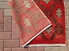 Rood handgeknoopt Turks geometrisch vloerkleed 190 x 101 cm