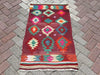 Red Kilim Vintage Rug 112cm x 69cm Handwoven from Turkey