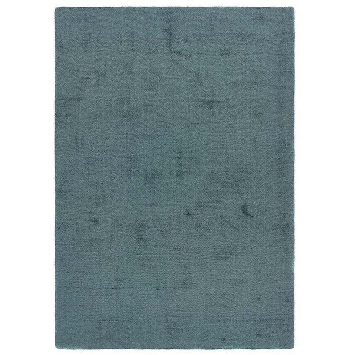 Reef Modern Plain Dye Soft Eco-Friendly Recycled Easy Care Durable Petrol Blue Rug