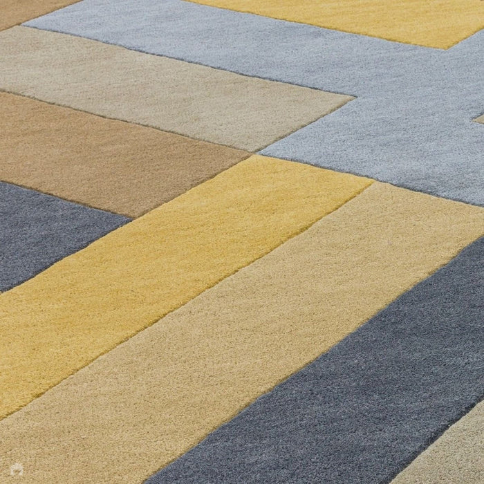 Reef RF02 Big Zig Modern Geometric Hand-Woven Wool Ochre/Grey/Charcoal/Taupe Multicolour Rug
