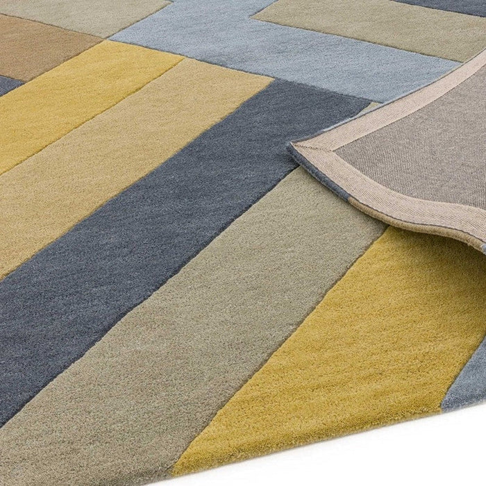 Reef RF02 Big Zig Modern Geometric Hand-Woven Wool Ochre/Grey/Charcoal/Taupe Multicolour Runner