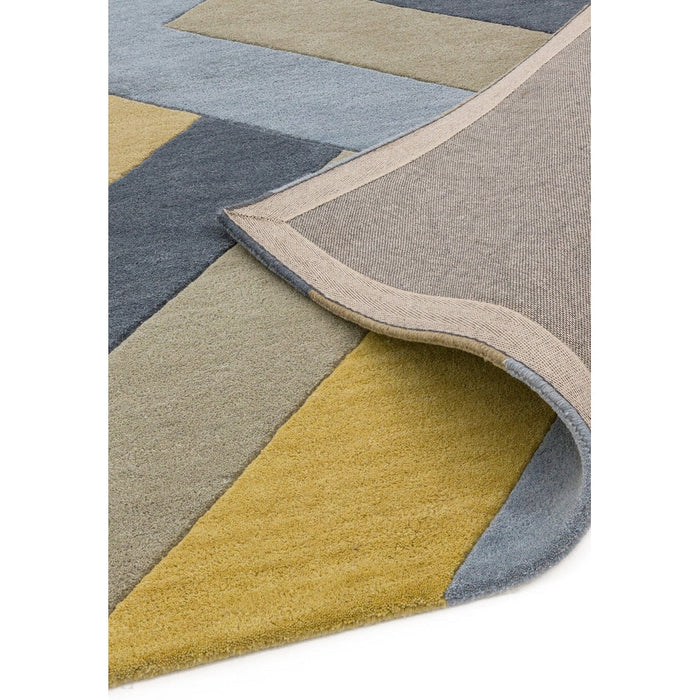 Reef RF02 Big Zig Modern Geometric Hand-Woven Wool Ochre/Grey/Charcoal/Taupe Multicolour Runner