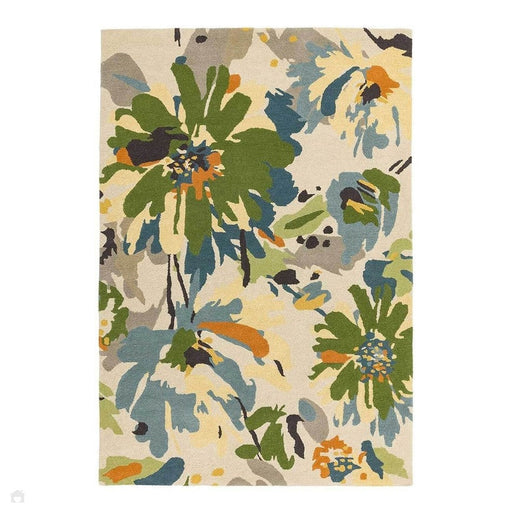 Reef RF11 floral modern floral abstract lână țesută manual/cremă/galben/albastru/covor multicolour