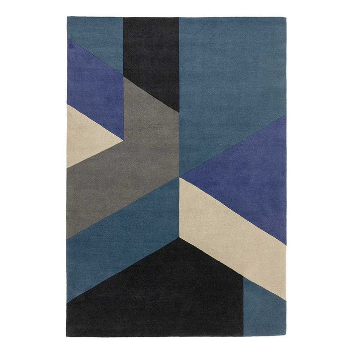 Reef RF13 Big Geo Modern Geometric Hand-Woven Wool Blue/Black/Grey/Cream/Multicolour Rug