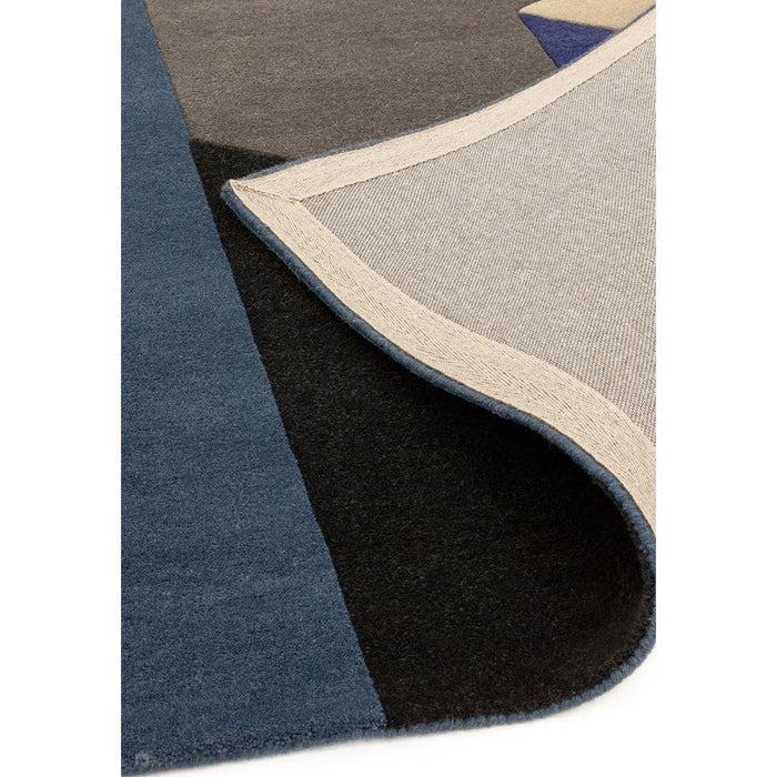 Reef RF13 Big Geo Modern Geometric Hand-Woven Wool Blue/Black/Grey/Cream/Multicolour Rug