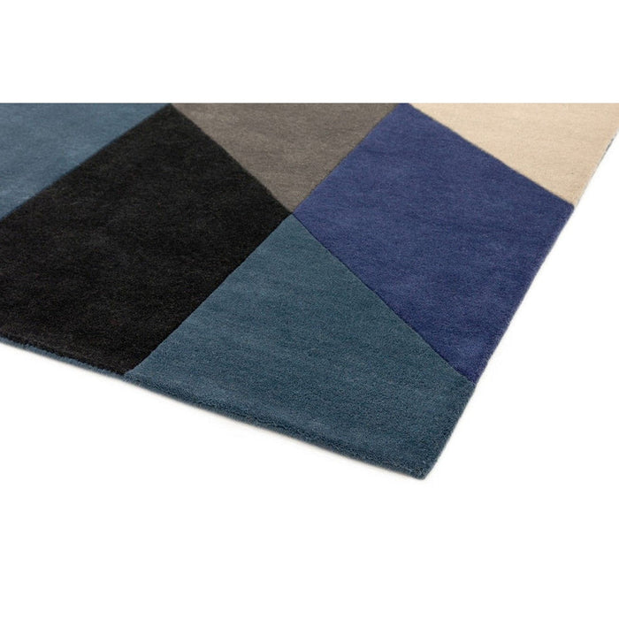 Reef RF13 Big Geo Modern Geometric Hand-Woven Wool Blue/Black/Grey/Cream/Multicolour Rug