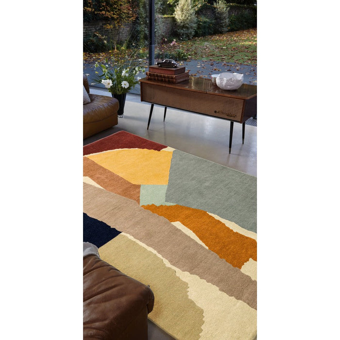 Reef RF14 Abstract Modern Collage Hand-Woven Wool Beige/Grey/Taupe/Muted Multicolour Rug
