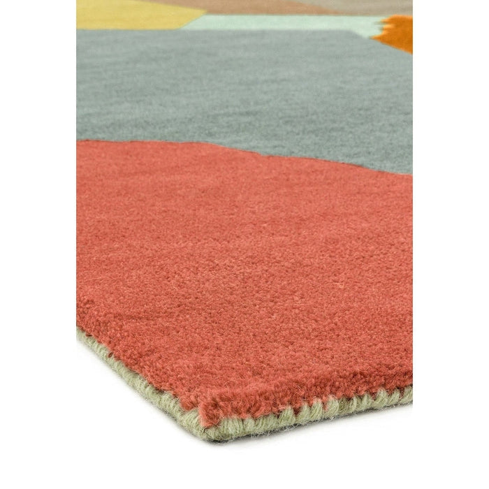 Reef RF14 Abstract Modern Collage Hand-Woven Wool Beige/Grey/Taupe/Muted Multicolour Rug